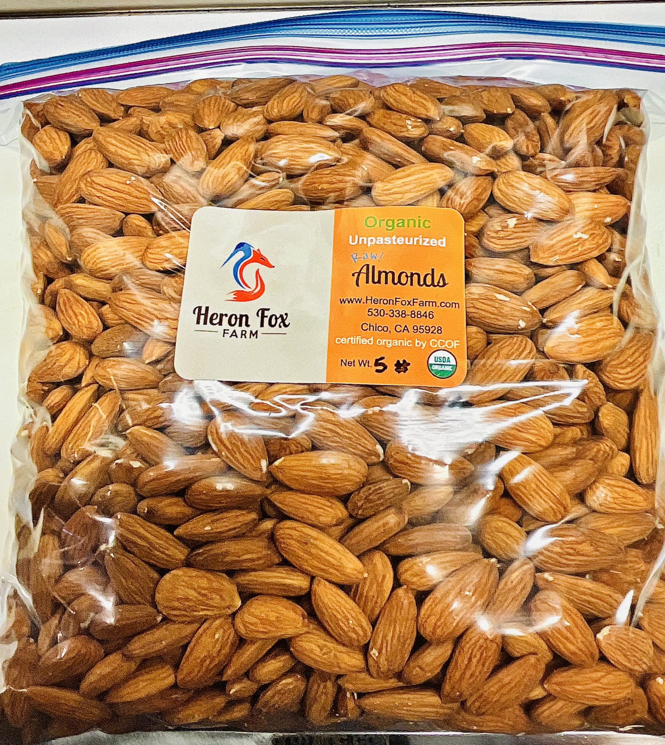 Organic Unpasteurized Almonds 5 Pounds- FREE SHIPPING!